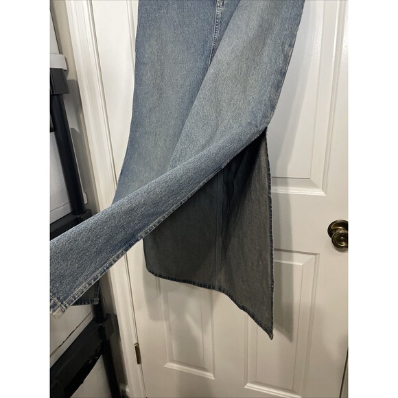 Vtg Denim Maxi Skirt Grunge Wash Long Straight Jean Skirt Women’s 3/4 Slits Y2K - Picture 3 of 7